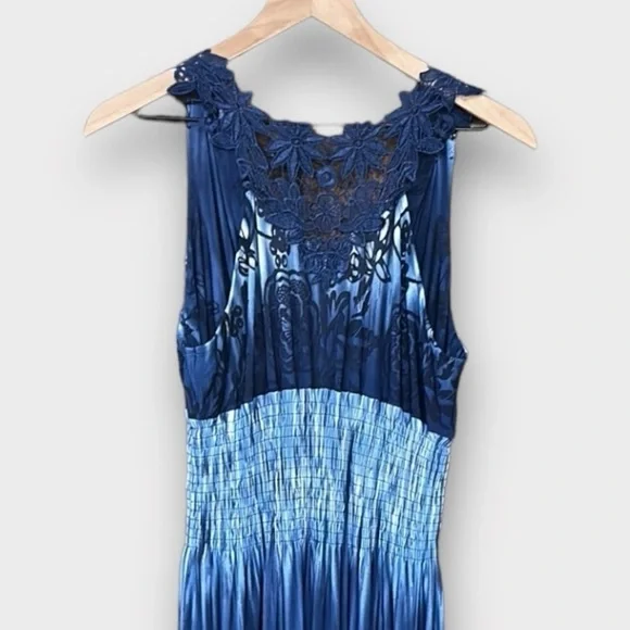 CM Resort Wear Beach Maxi Haltar Dress Blue Size XL - Picture 2 of 12